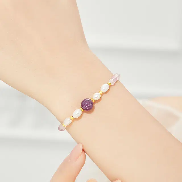 老凤祥 佳期如梦 九紫离火紫气东来转运珠 轻奢精致简约小众珍珠百搭 告白约会精美礼盒#好运 紫水晶 手链 女款