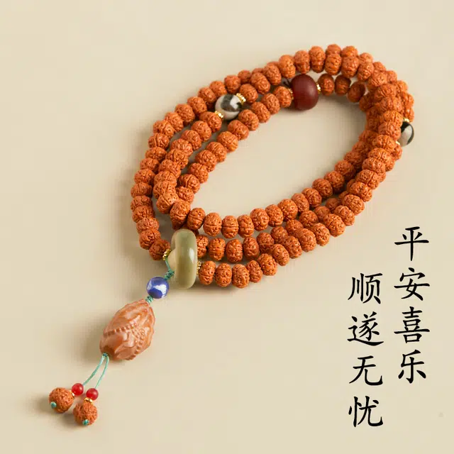 藏式佛手原籽叠戴双圈和平吉祥核桃文玩转运带来好运 金刚菩提 菩提类手串 男女同款情侣款
