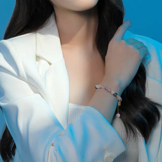 秦福炫 微笑晶珠精致高级感设计 猫眼石 手串 女款 彩色