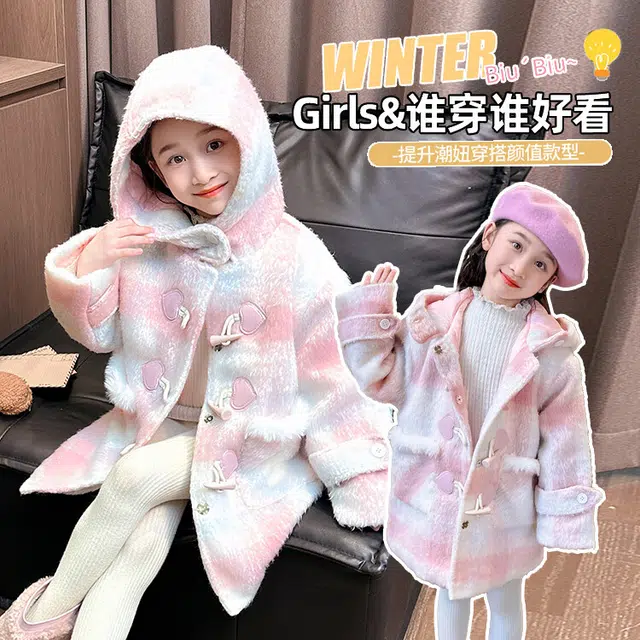 雅鹿 宽松爱心舒适大衣 粉色 中小童
