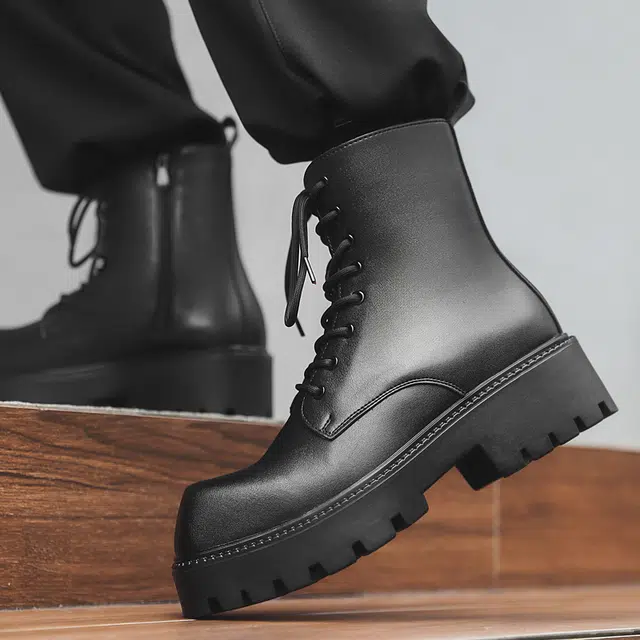 超纤皮 舒适简约小众英伦风厚底 短筒 经典马丁靴 男款