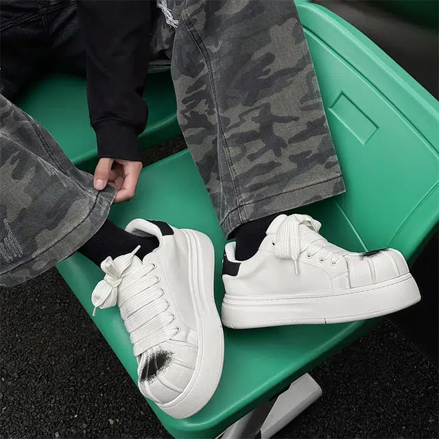 超纤皮 个性喷绘厚底增高舒适时尚百搭 低帮 板鞋 男款