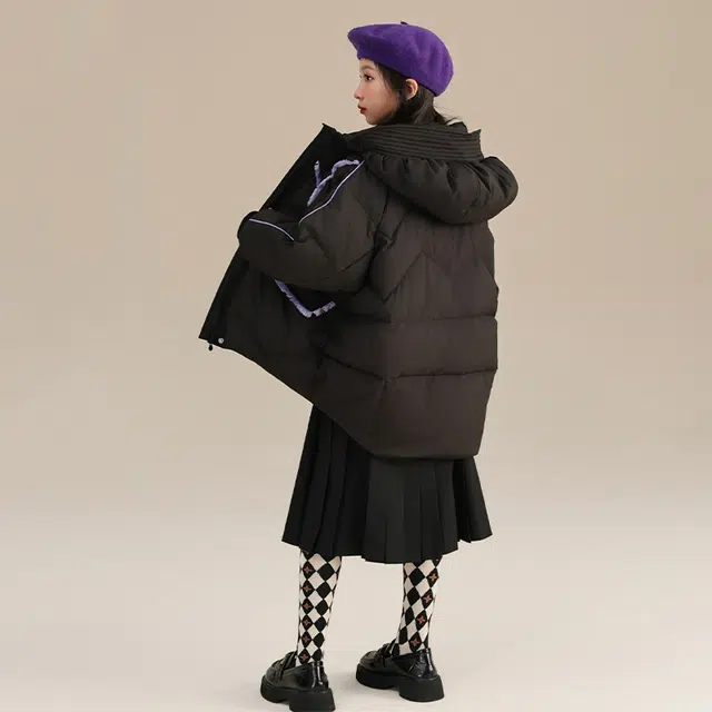 鸭鸭 童装 中大童小香风连帽羽绒服保暖休闲舒适羽绒服 儿童款