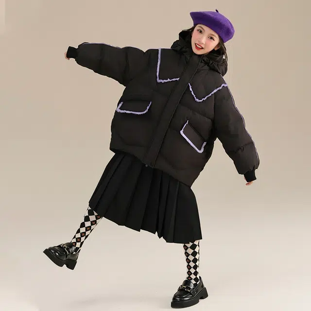 鸭鸭 童装 中大童小香风连帽羽绒服保暖休闲舒适羽绒服 儿童款