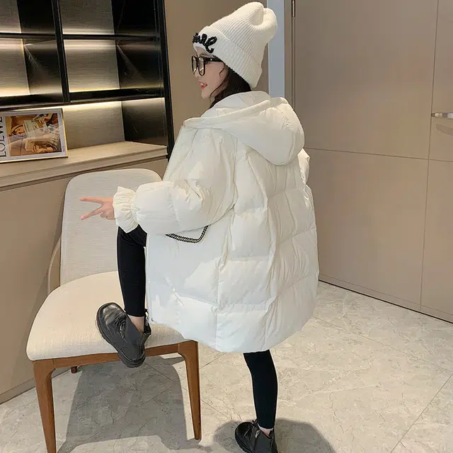 鸭鸭 童装 纯色连帽中长款宽松休闲羽绒服 儿童款