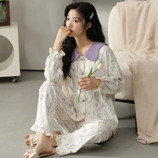 俏霓桐 开衫可爱甜美休闲舒适家居服睡衣套装 女款 图色