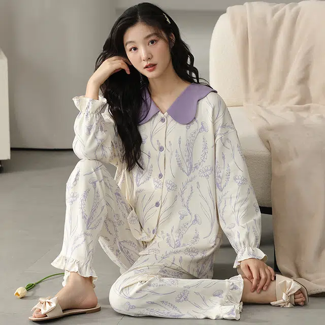 俏霓桐 开衫可爱甜美休闲舒适家居服睡衣套装 女款 图色