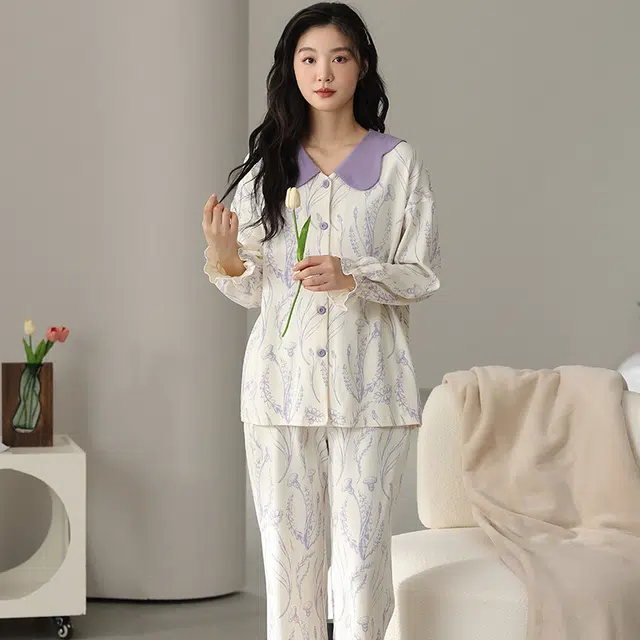 俏霓桐 开衫可爱甜美休闲舒适家居服睡衣套装 女款 图色