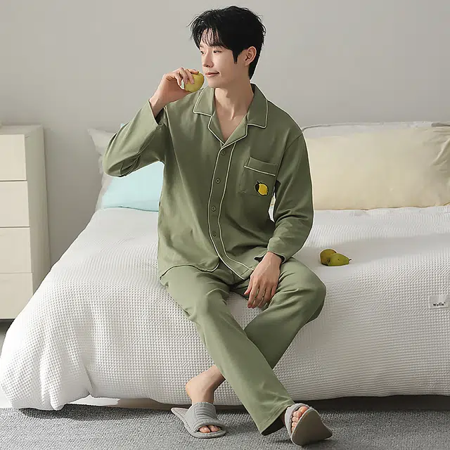 俏霓桐 大学生休闲简约时尚可外穿纯棉家居服睡衣套装 男款