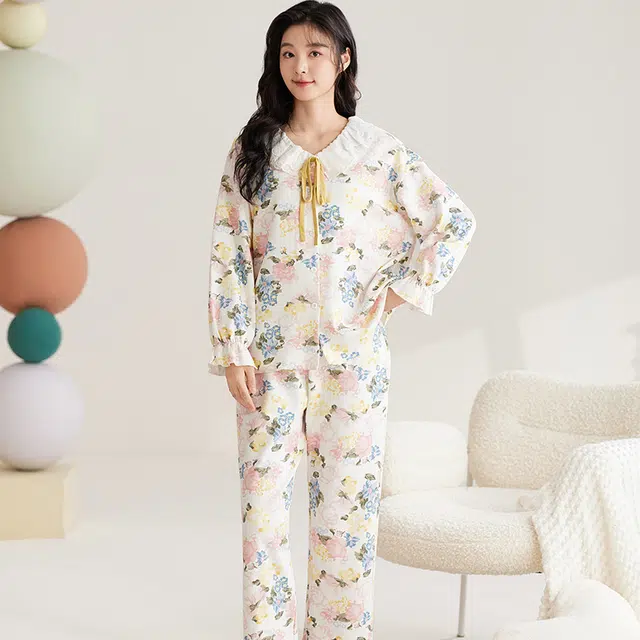 俏霓桐 居家休闲舒适可爱甜美家居服睡衣套装 女 图色