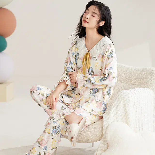 俏霓桐 居家休闲舒适可爱甜美家居服睡衣套装 女 图色