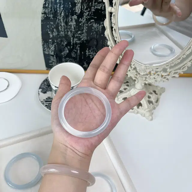 【高品质】 雅谷 白月光 古色古香  超显白 古风复古百搭贵妃玉镯 新中式精致素雅高贵气质汉服旗袍美人镯叮当镯 猫眼石 手镯 女款