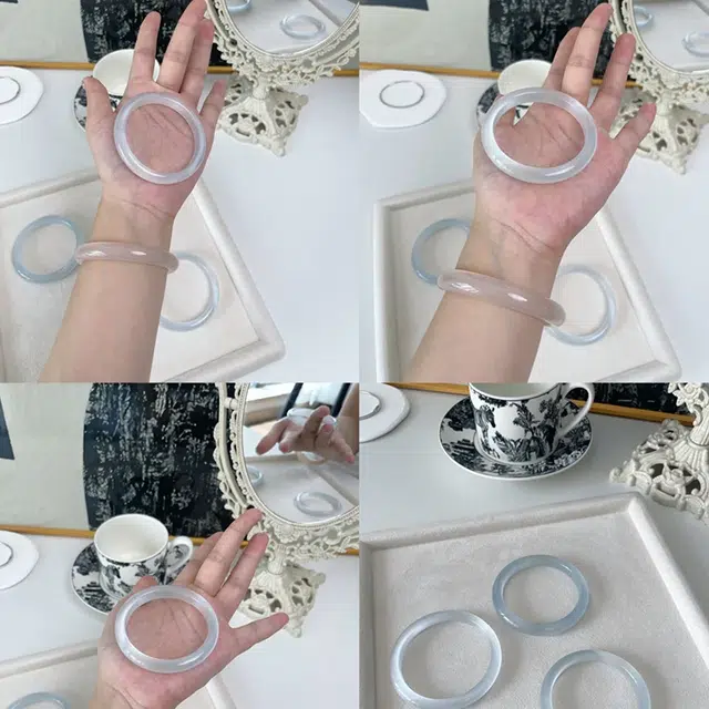 【高品质】 雅谷 白月光 古色古香  超显白 古风复古百搭贵妃玉镯 新中式精致素雅高贵气质汉服旗袍美人镯叮当镯 猫眼石 手镯 女款