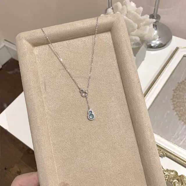 雅谷 福禄葫芦冰蓝高级感闪耀 国潮新中式 喜乐平安 纳福如意精致小众轻奢 典雅温婉 国风复古优雅锁骨链 琉璃 项链 女款