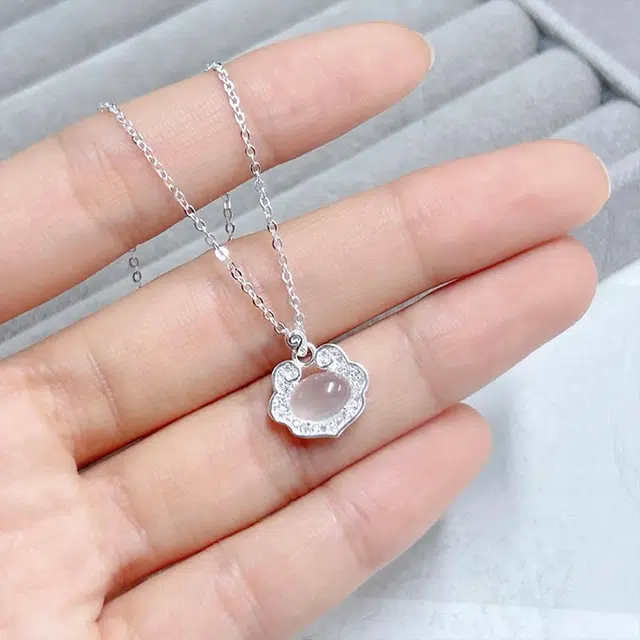 【S999足银&福气平安锁】 雅谷 新中式如意锁 国潮轻奢气质优雅锁骨链 温柔浪漫 清透冰润天然 玉髓 项链 女款