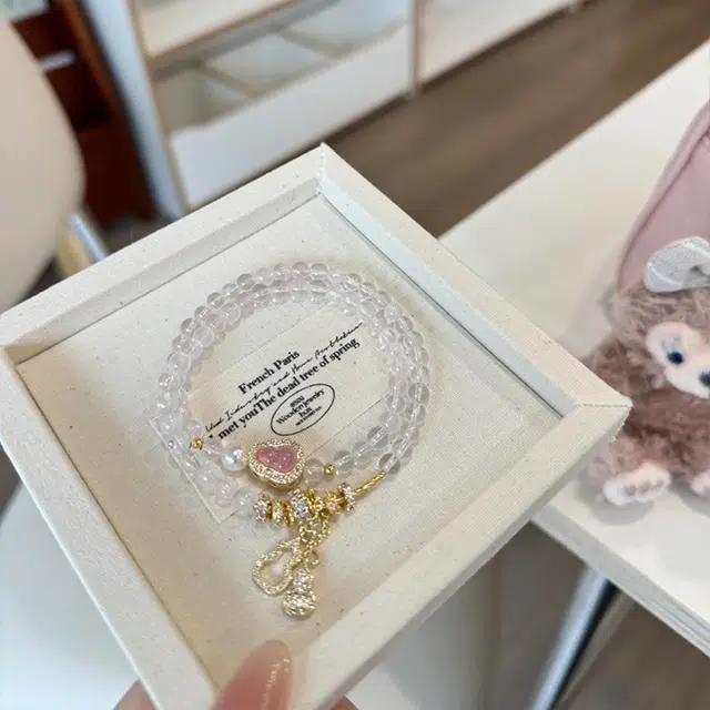 雅谷 福禄鎏金葫芦 双圈叠戴 招财福运双全 甜蜜爱情 甜美粉嫩小众显白气质 优雅表白百搭转运珠#好运天然 粉水晶 手串 女款
