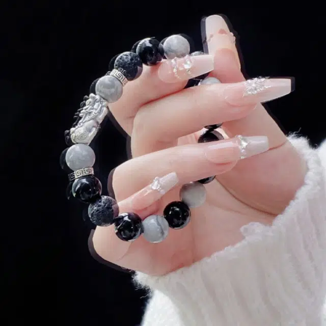 【S999银貔貅】 雅谷 招财吞金兽 聚八方财 守护 百搭高级礼盒天然 黑曜石 手串 男女同款情侣款