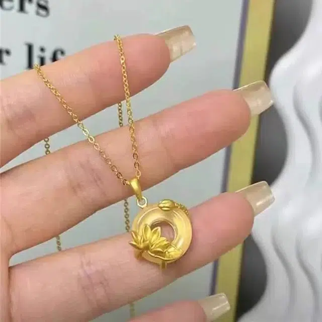 雅谷 荷塘月色好运莲莲平安扣 学习事业上岸 平安好运 新中式国风小众招财纳福转运轻奢 温文尔雅气质 玉髓 玉石项链 女款