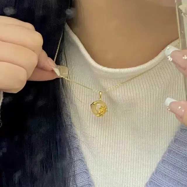 雅谷 荷塘月色好运莲莲平安扣 学习事业上岸 平安好运 新中式国风小众招财纳福转运轻奢 温文尔雅气质 玉髓 玉石项链 女款