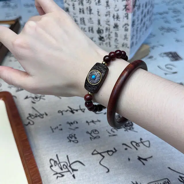 雅谷 时来运转 平安 吉祥如意 本命年大吉 新中式民族风高级轻奢佛珠念珠转运珠 檀木 手串 男女同款情侣款