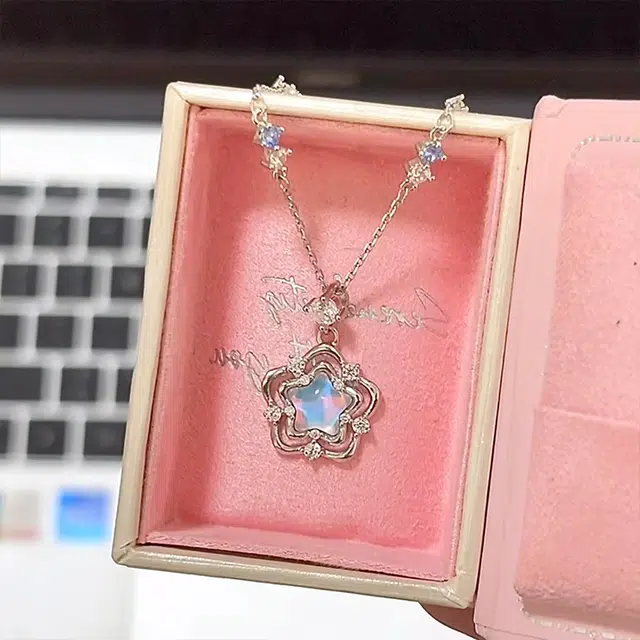【S925银&幸运星】 雅谷 海洋之心 梦幻少女心星星锁骨链 五角星小清新轻奢小众简约百搭设计感甜美恋爱告白礼盒 琉璃 项链 女款