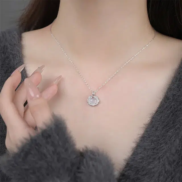 【S999足银&福气平安锁】 雅谷 新中式如意锁 国潮轻奢气质优雅锁骨链 温柔浪漫 清透冰润天然 玉髓 项链 女款