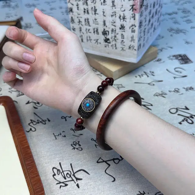 雅谷 时来运转 平安 吉祥如意 本命年大吉 新中式民族风高级轻奢佛珠念珠转运珠 檀木 手串 男女同款情侣款