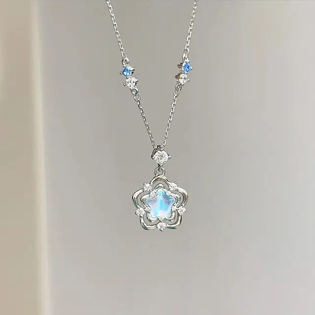 【S925银&幸运星】 雅谷 海洋之心 梦幻少女心星星锁骨链 五角星小清新轻奢小众简约百搭设计感甜美恋爱告白礼盒 琉璃 项链 女款