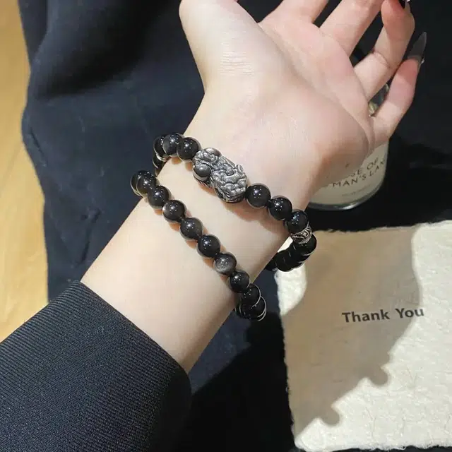 【貔貅】 雅谷 霸气瑞兽吞金兽 祥瑞十二生肖本命年招财进宝 国潮复古转运珠 增强能量百搭珠串#好运天然 黑曜石 手串 男女同款情侣款