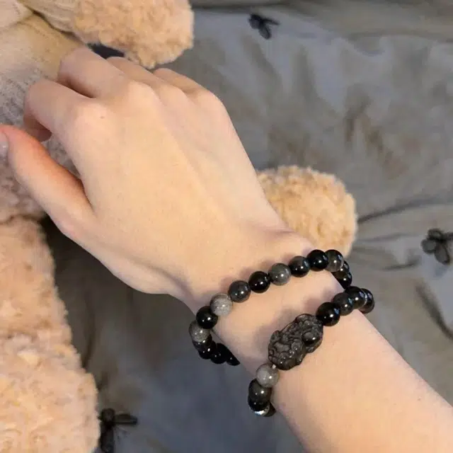 【貔貅】 雅谷 霸气瑞兽吞金兽 祥瑞十二生肖本命年招财进宝 国潮复古转运珠 增强能量百搭珠串#好运天然 黑曜石 手串 男女同款情侣款
