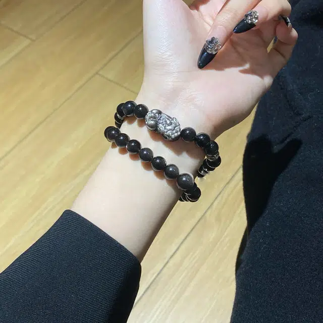 【貔貅】 雅谷 霸气瑞兽吞金兽 祥瑞十二生肖本命年招财进宝 国潮复古转运珠 增强能量百搭珠串#好运天然 黑曜石 手串 男女同款情侣款