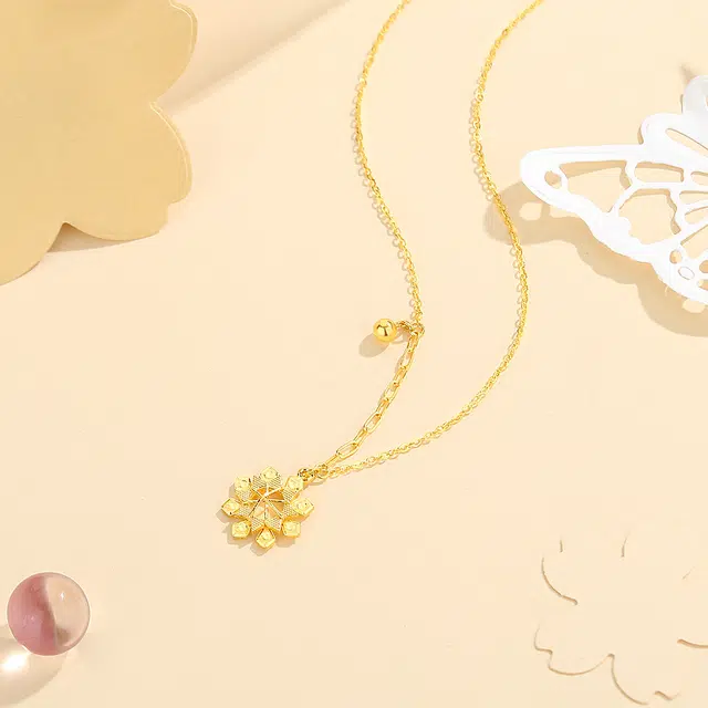 中国黄金 珍·如金 沉默的爱 太阳花向日葵 足金 按克计价 黄金项链 女款