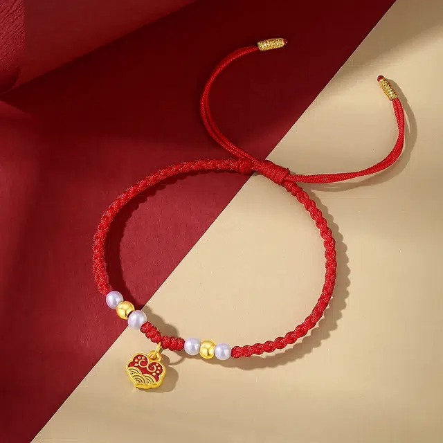 中国黄金 珍·如金 祥云海浪福牌 足金 一口价 黄金手链 女款