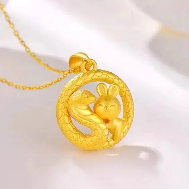 中国黄金 珍·如金 金蛇玉兔 国潮 足金 一口价 黄金项链 女款