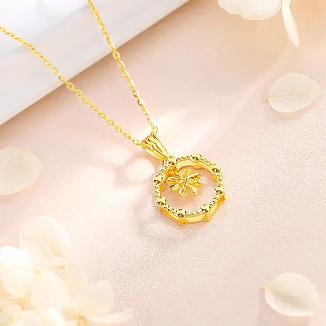 中国黄金 珍·如金 繁花似锦 清新甜美个性雪花圆环 足金 按克计价 黄金项链 女款