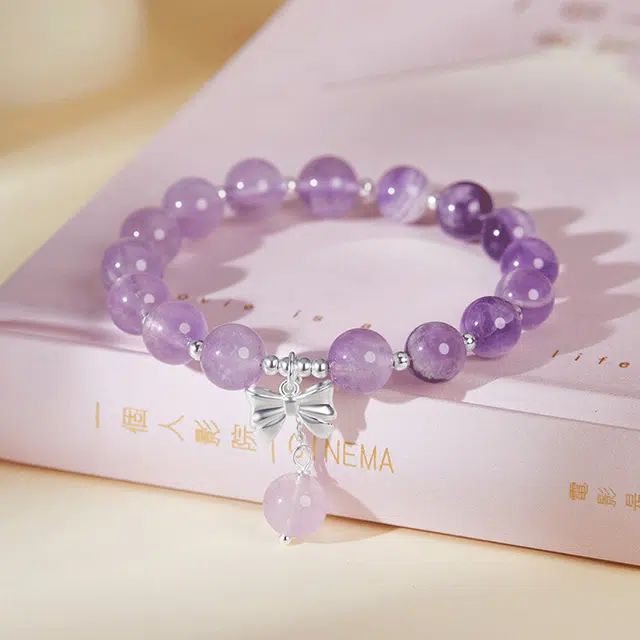 珍·如金 中国黄金 薰衣草蝴蝶结 知性优雅 小众设计感 简约百搭 精致高级感 日常通勤天然 紫水晶 手串 女款