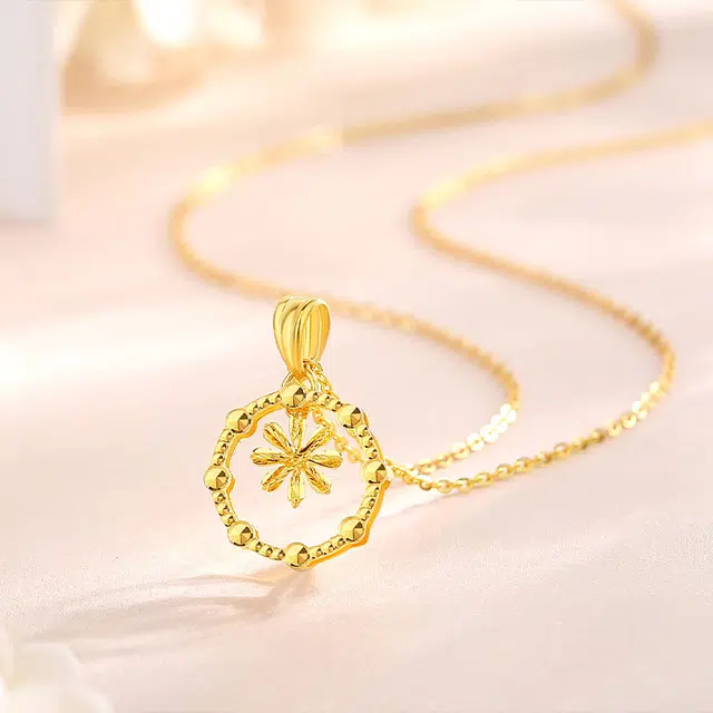 中国黄金 珍·如金 繁花似锦 清新甜美个性雪花圆环 足金 按克计价 黄金项链 女款