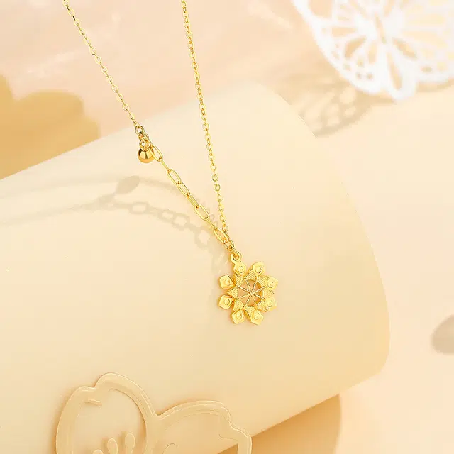 中国黄金 珍·如金 沉默的爱 太阳花向日葵 足金 按克计价 黄金项链 女款