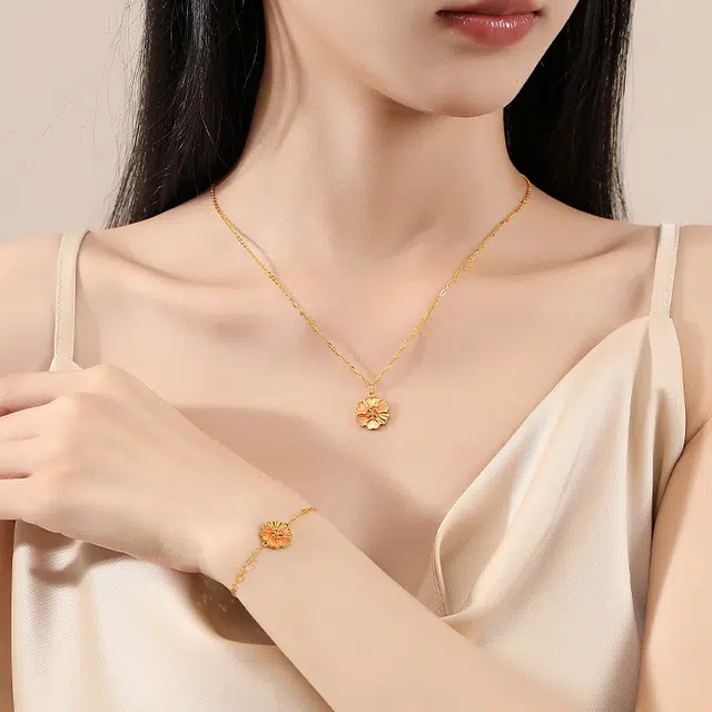 中国黄金 珍·如金 仲夏夜▪花语 梦幻诗意 花开烂漫 足金 按克计价 项链 女款