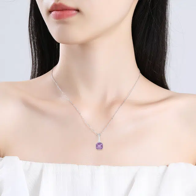 中国黄金 珍·如金 紫罗兰小方糖 简约气质百搭 精致高级感#好运天然 紫水晶 项链 女款