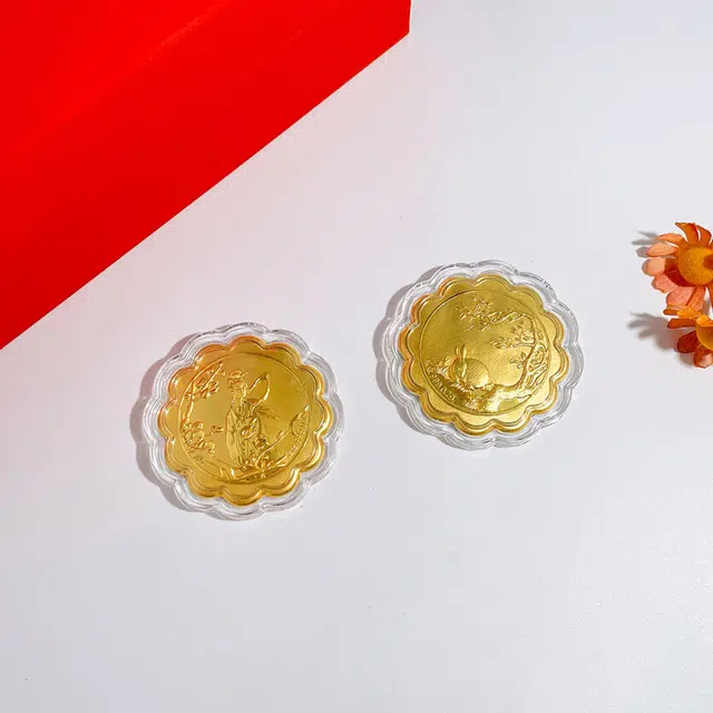 中国黄金 珍·如金 花好月圆金币福兔月饼 足金 一口价 金片 男女同款情侣款
