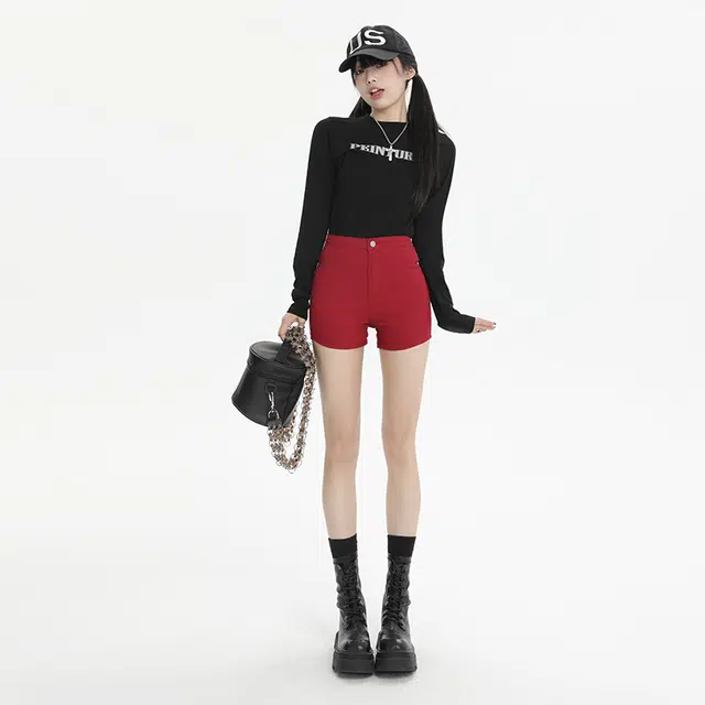 依钗 美式辣妹风超弹舒适百搭休闲热裤时尚牛仔短裤 女款