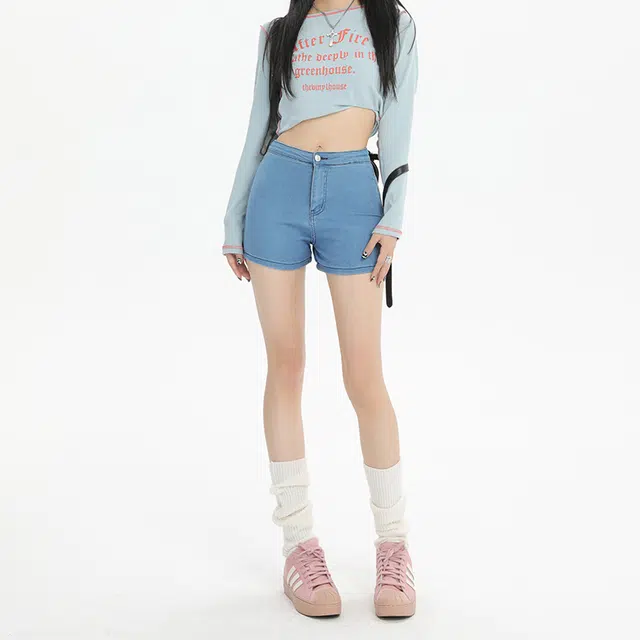 依钗 美式辣妹风超弹舒适百搭休闲热裤时尚牛仔短裤 女款