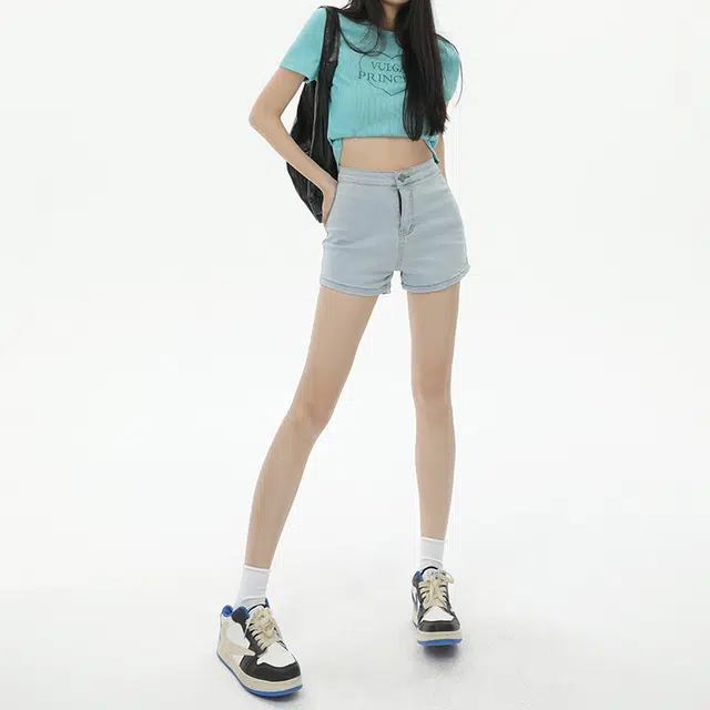 依钗 美式辣妹风超弹舒适百搭休闲热裤时尚牛仔短裤 女款