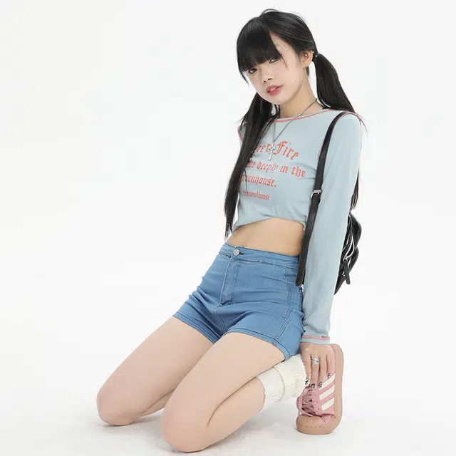 依钗 美式辣妹风超弹舒适百搭休闲热裤时尚牛仔短裤 女款