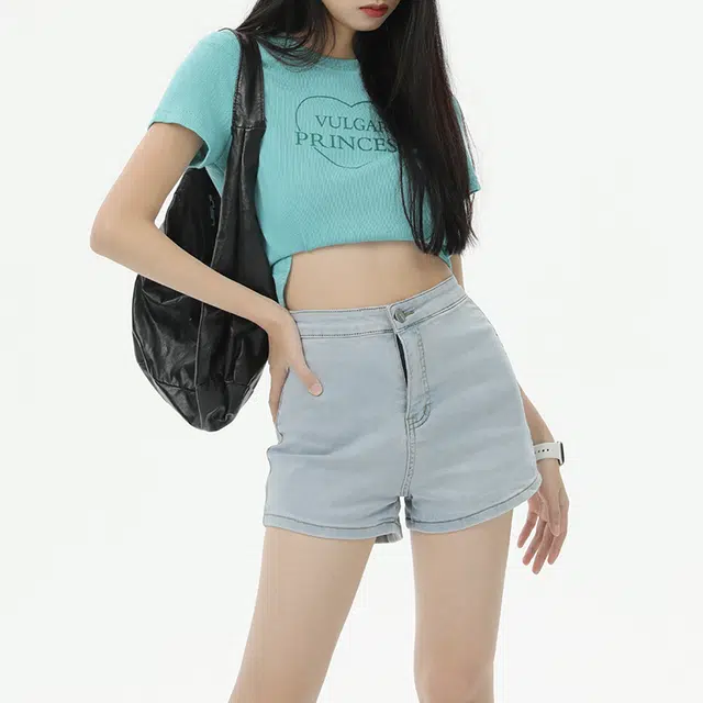 依钗 美式辣妹风超弹舒适百搭休闲热裤时尚牛仔短裤 女款