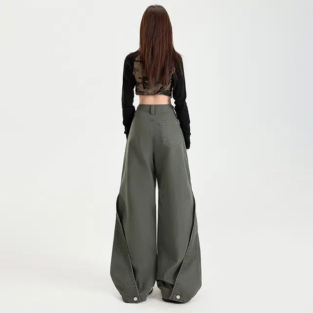 涂诗菲 美式复古高街阔腿直筒工装休闲裤 男女同款