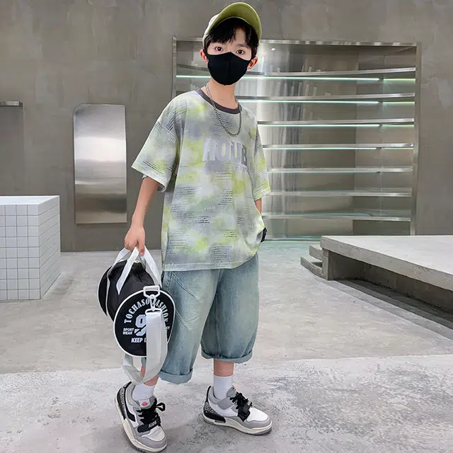 熊猫圆圆休闲运动套装 舒适亲肤简约大方柔软字母 儿童款