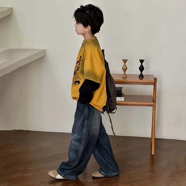 熊猫圆圆卫衣 时尚潮牌复古喷染美式印花假两件