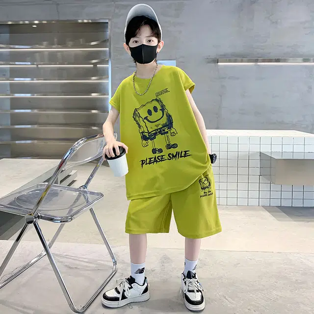 熊猫圆圆 男童卡通印花无袖背心套装 儿童款